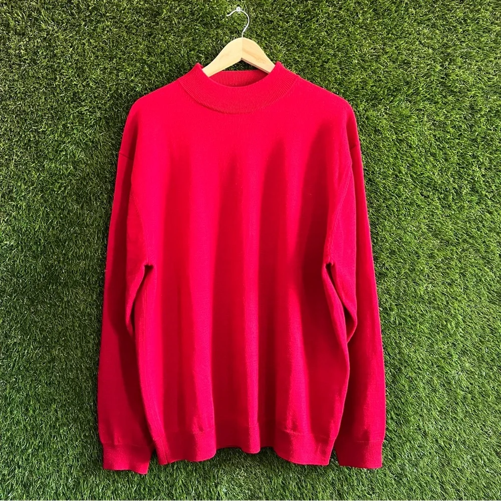 Linea Uomo Red Mock Neck Wool Blend Sweater